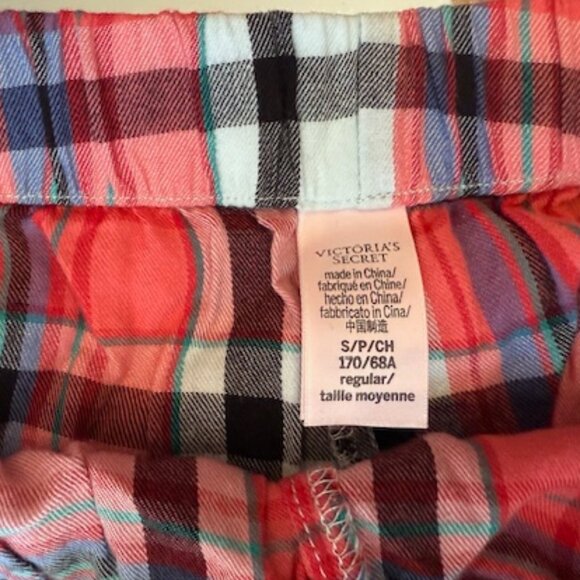 NWOT Victoria's Secret Turquoise & Pink Plaid Lightweight Flannel PJs - Size S - Picture 3 of 9
